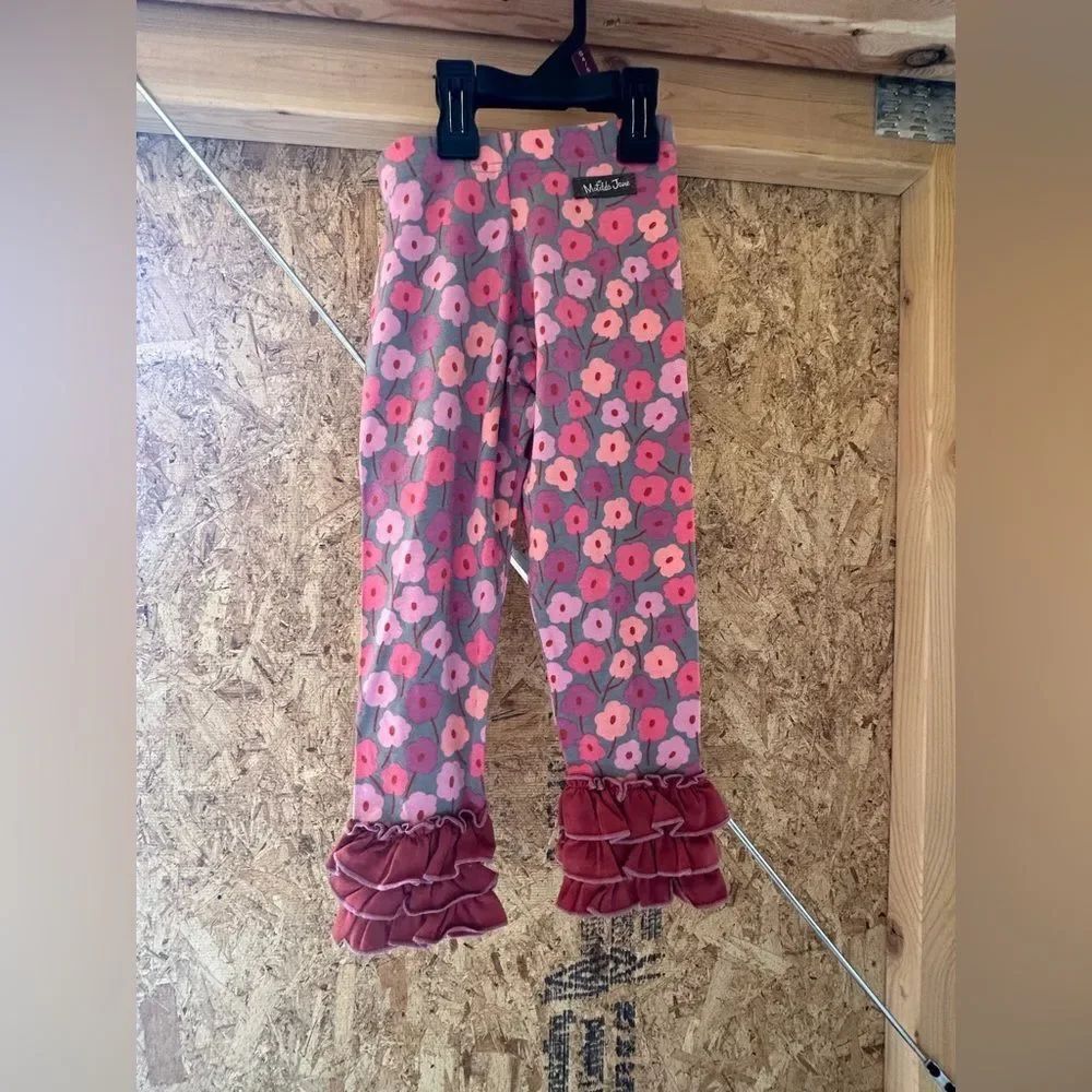 Matilda Jane Pink and Red Floral Ruffle Pants